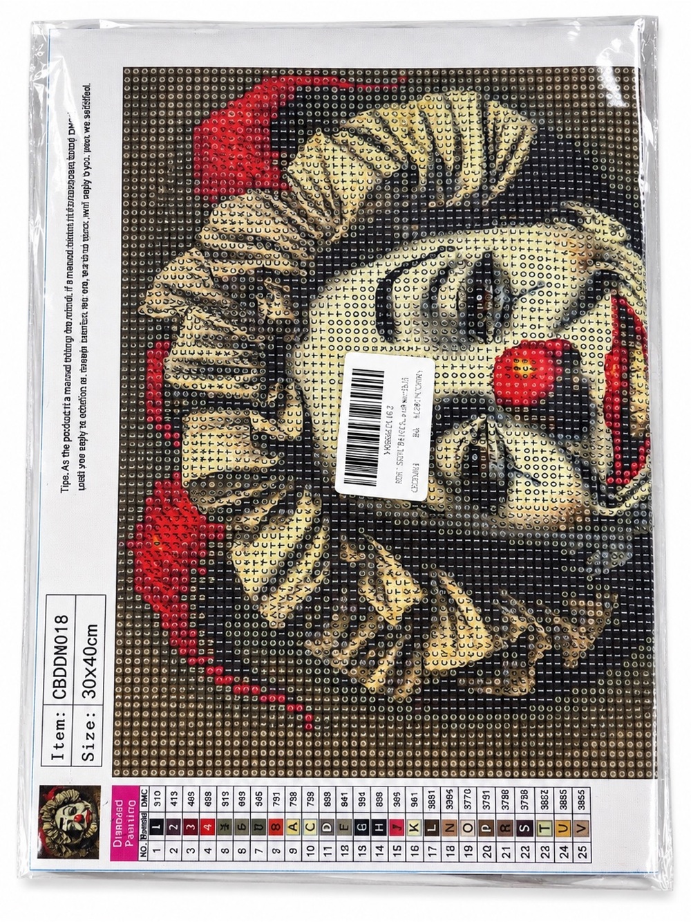 Red and Cream Clown Diamond Painting Kit